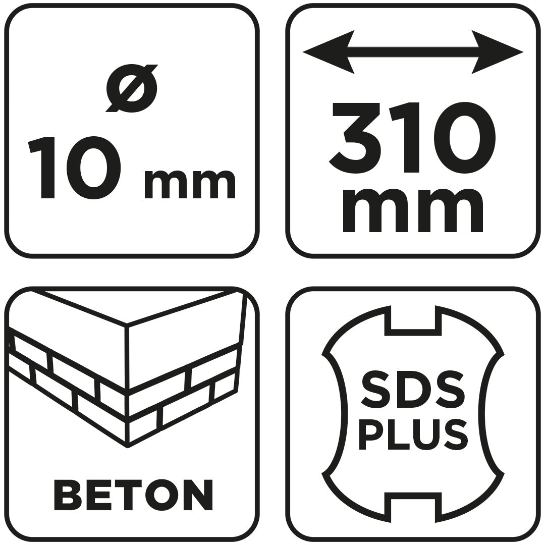 Vrták do betónu SDS Plus s dvojitou špirálou 10 x 310 mm od GRAPHITE nájdeš na naravis.sk