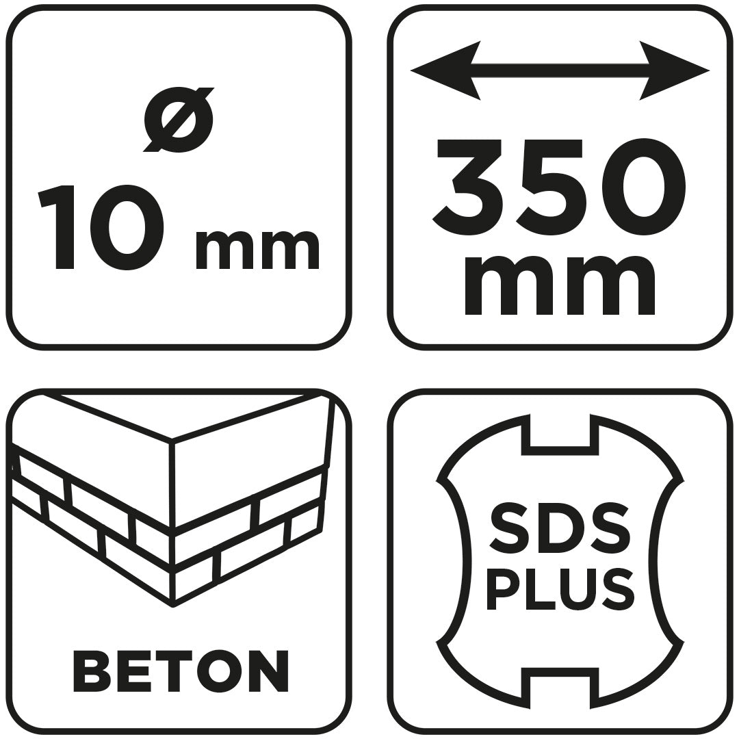 Vrták do betónu SDS Plus s dvojitou špirálou 10 x 350 mm od GRAPHITE nájdeš na naravis.sk