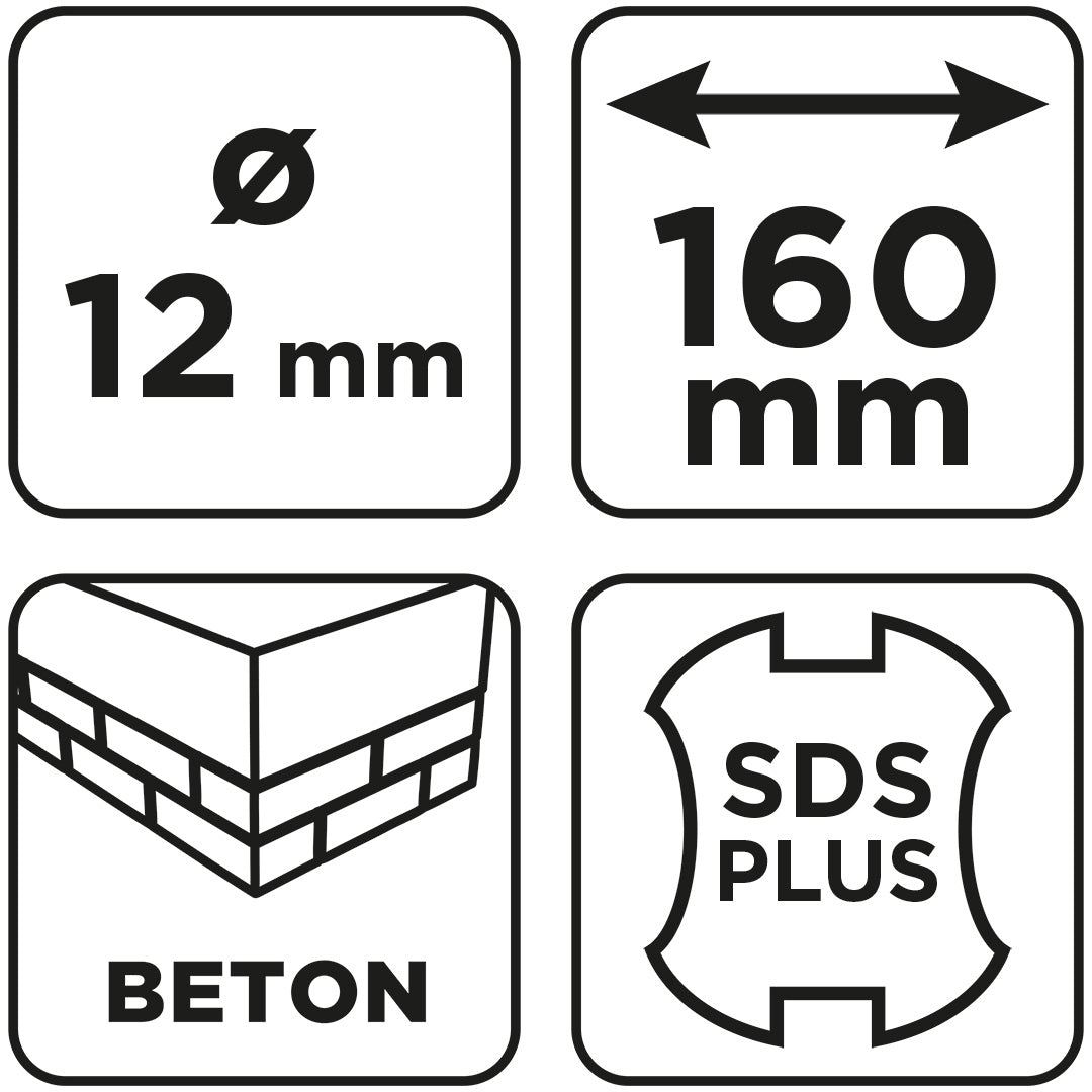Vrták do betónu SDS Plus s dvojitou špirálou 12 x 160 mm od GRAPHITE nájdeš na naravis.sk
