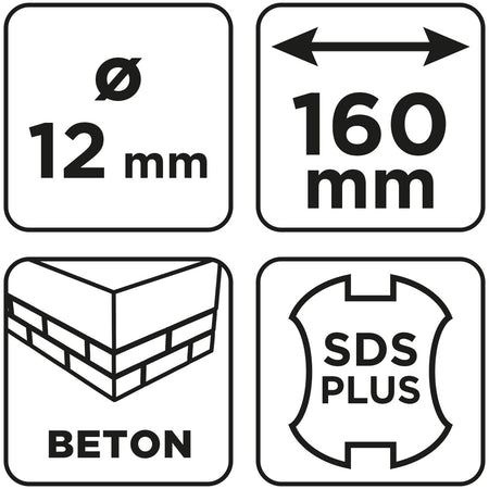 Vrták do betónu SDS Plus s dvojitou špirálou 12 x 160 mm od GRAPHITE nájdeš na naravis.sk
