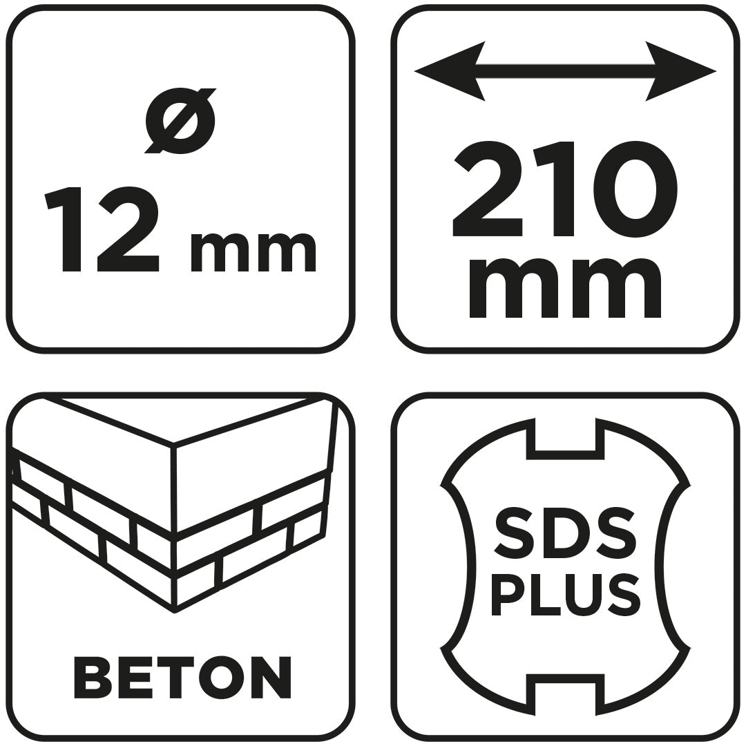 Vrták do betónu SDS Plus s dvojitou špirálou 12 x 210 mm od GRAPHITE nájdeš na naravis.sk