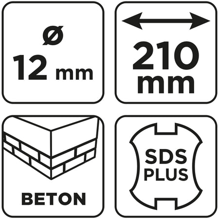 Vrták do betónu SDS Plus s dvojitou špirálou 12 x 210 mm od GRAPHITE nájdeš na naravis.sk