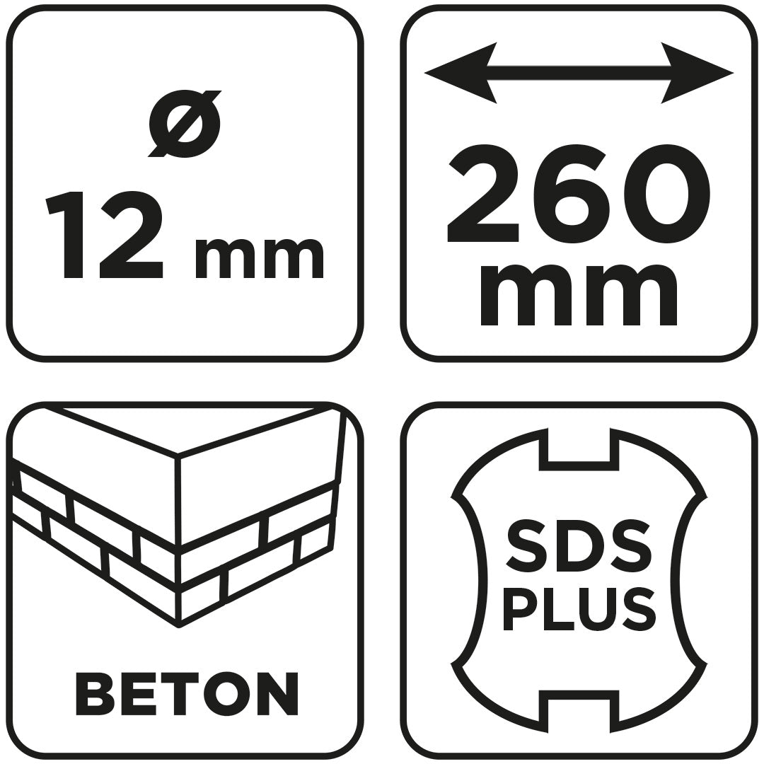 Vrták do betónu SDS Plus s dvojitou špirálou 12 x 260 mm od GRAPHITE nájdeš na naravis.sk