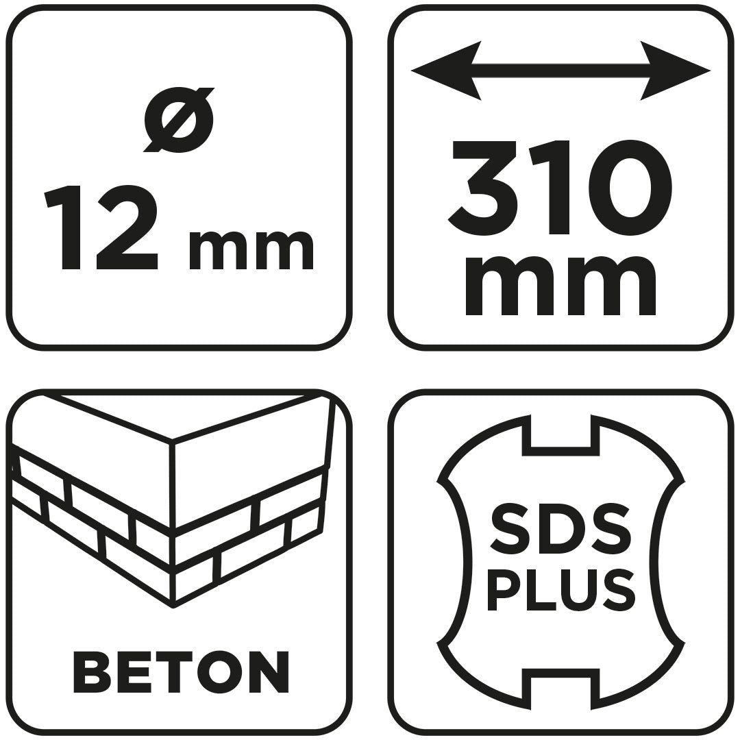 Vrták do betónu SDS Plus s dvojitou špirálou 12 x 310 mm od GRAPHITE nájdeš na naravis.sk