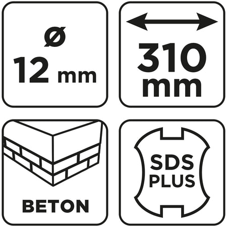 Vrták do betónu SDS Plus s dvojitou špirálou 12 x 310 mm od GRAPHITE nájdeš na naravis.sk