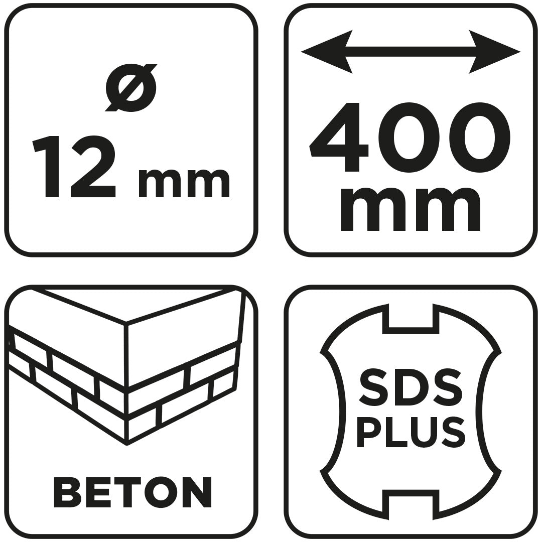 Vrták do betónu SDS Plus s dvojitou špirálou 12 x 400 mm od GRAPHITE nájdeš na naravis.sk