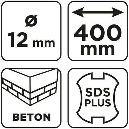 Vrták do betónu SDS Plus s dvojitou špirálou 12 x 400 mm od GRAPHITE nájdeš na naravis.sk