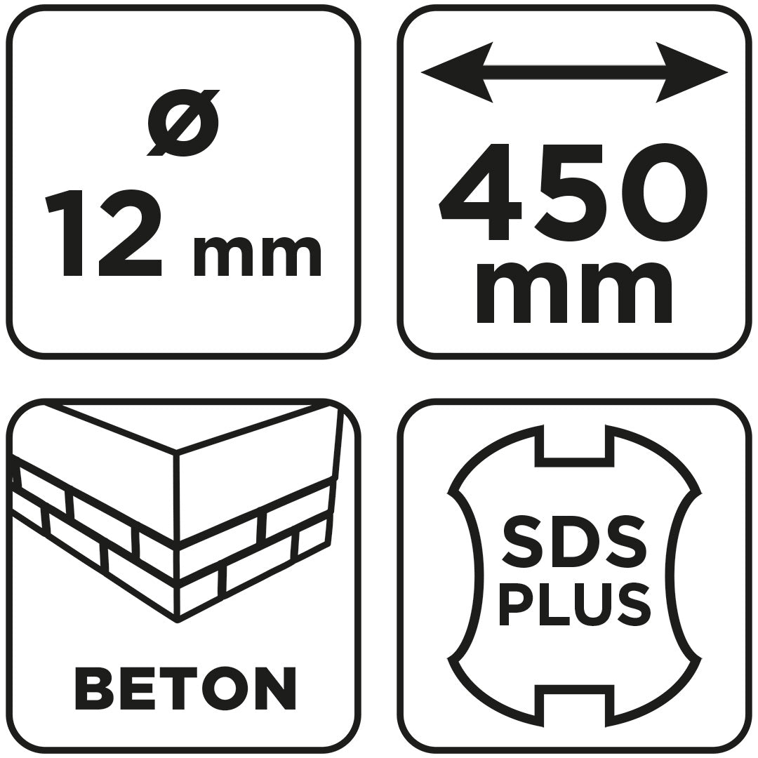 Vrták do betónu SDS Plus s dvojitou špirálou 12 x 450 mm od GRAPHITE nájdeš na naravis.sk