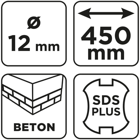 Vrták do betónu SDS Plus s dvojitou špirálou 12 x 450 mm od GRAPHITE nájdeš na naravis.sk