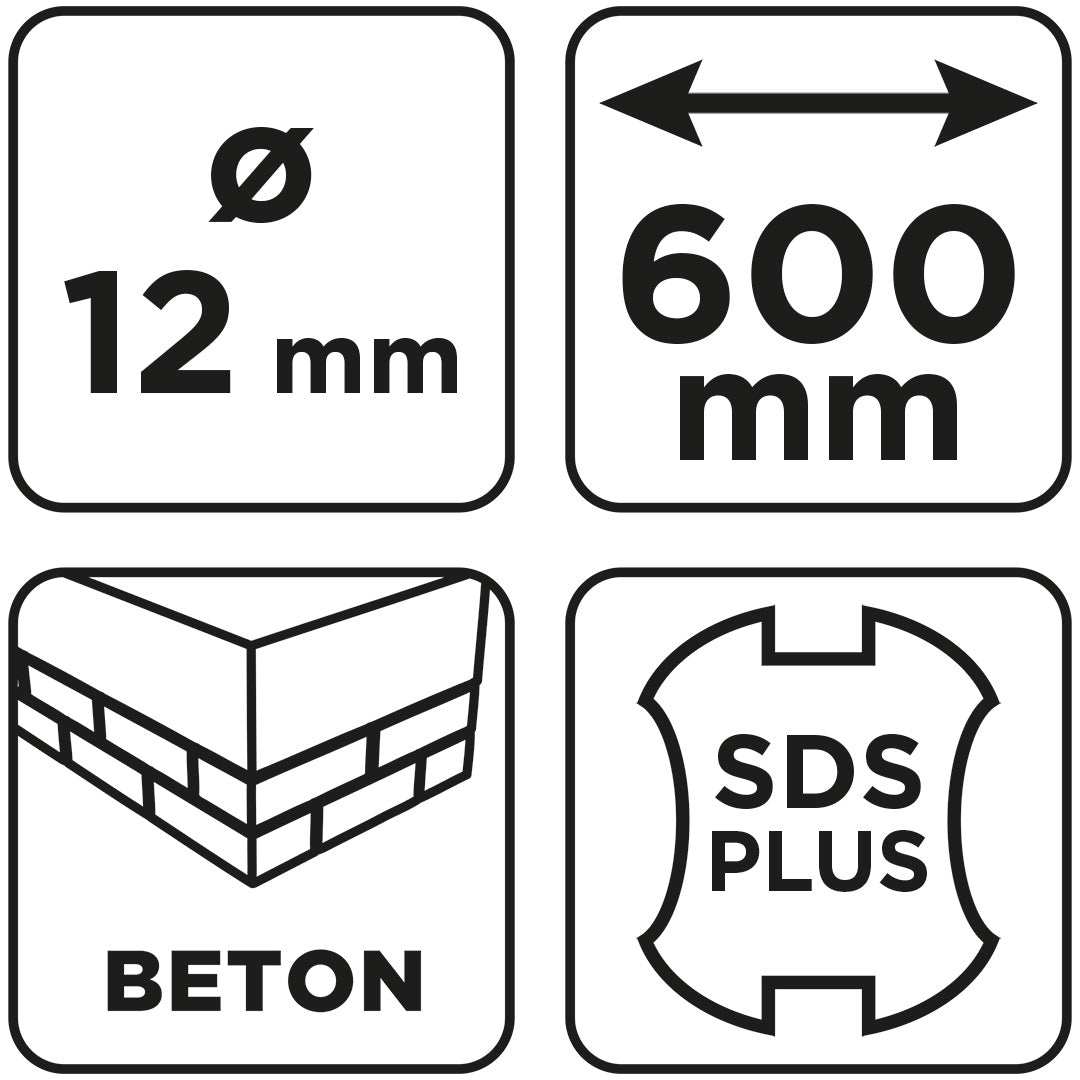 Vrták do betónu SDS Plus s dvojitou špirálou 12 x 600 mm od GRAPHITE nájdeš na naravis.sk
