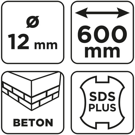 Vrták do betónu SDS Plus s dvojitou špirálou 12 x 600 mm od GRAPHITE nájdeš na naravis.sk