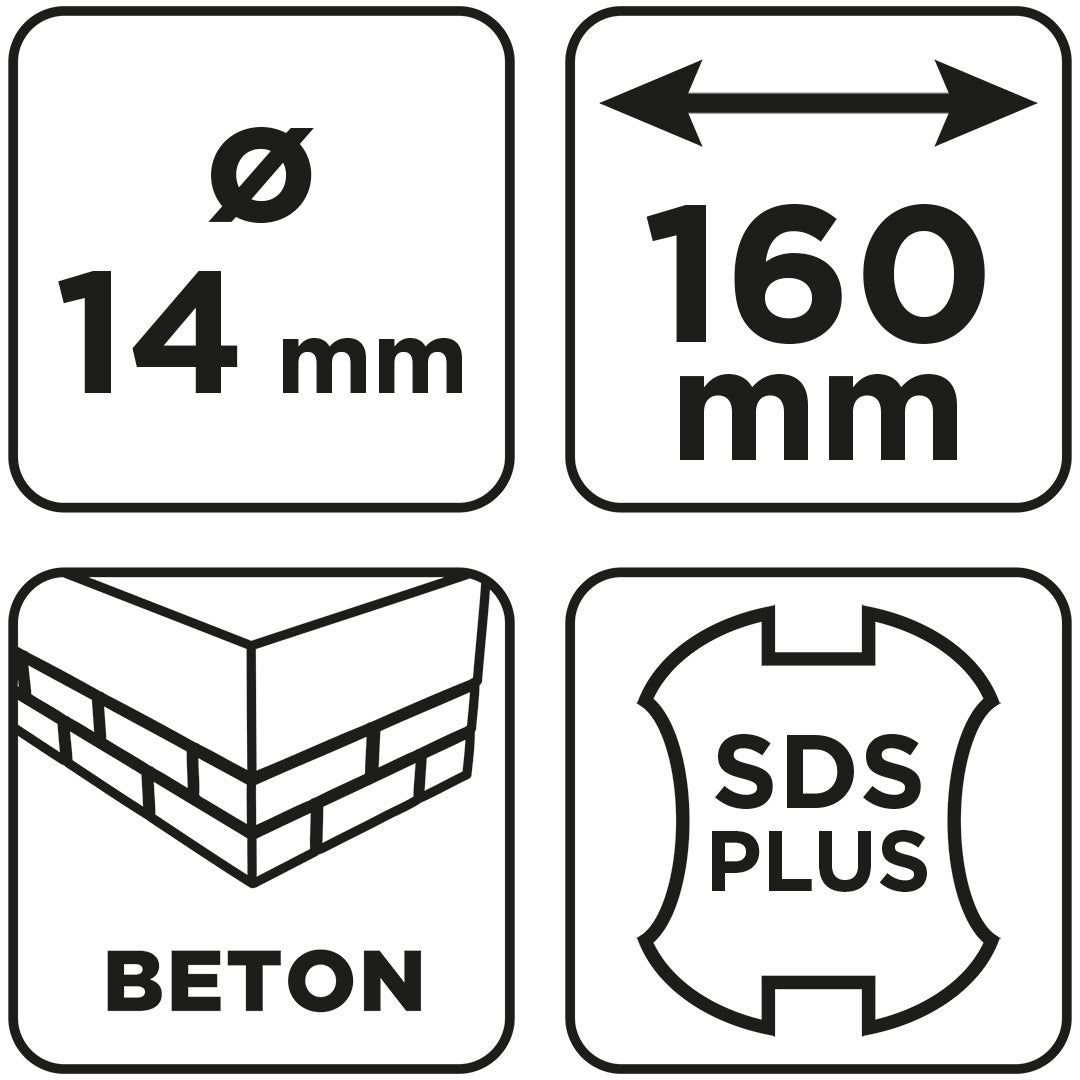 Vrták do betónu SDS Plus s dvojitou špirálou 14 x 160 mm od GRAPHITE nájdeš na naravis.sk