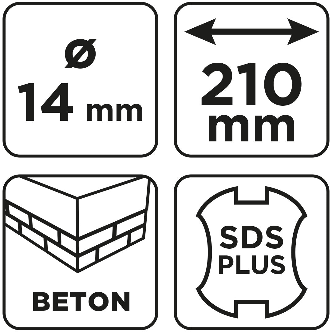Vrták do betónu SDS Plus s dvojitou špirálou 14 x 210 mm od GRAPHITE nájdeš na naravis.sk