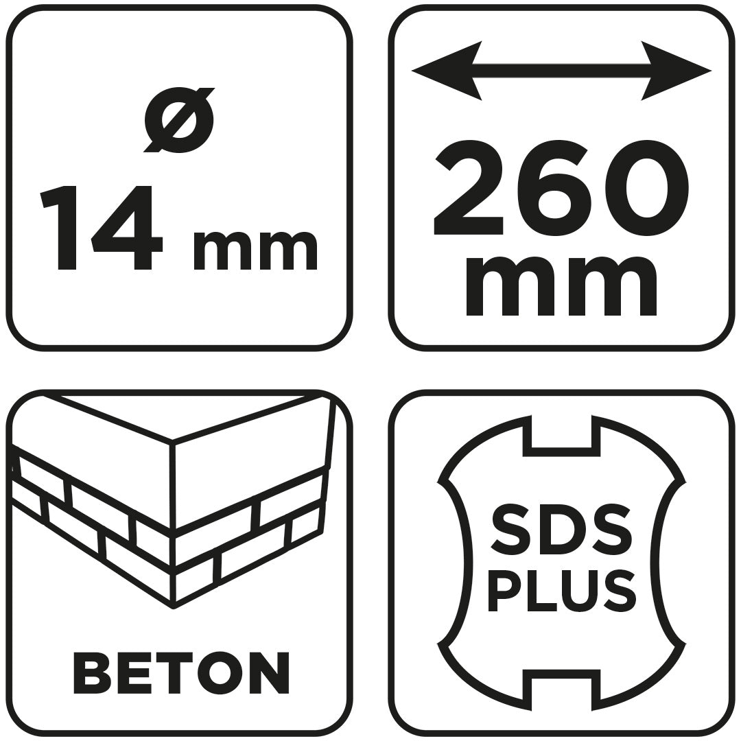 Vrták do betónu SDS Plus s dvojitou špirálou 14 x 260 mm od GRAPHITE nájdeš na naravis.sk