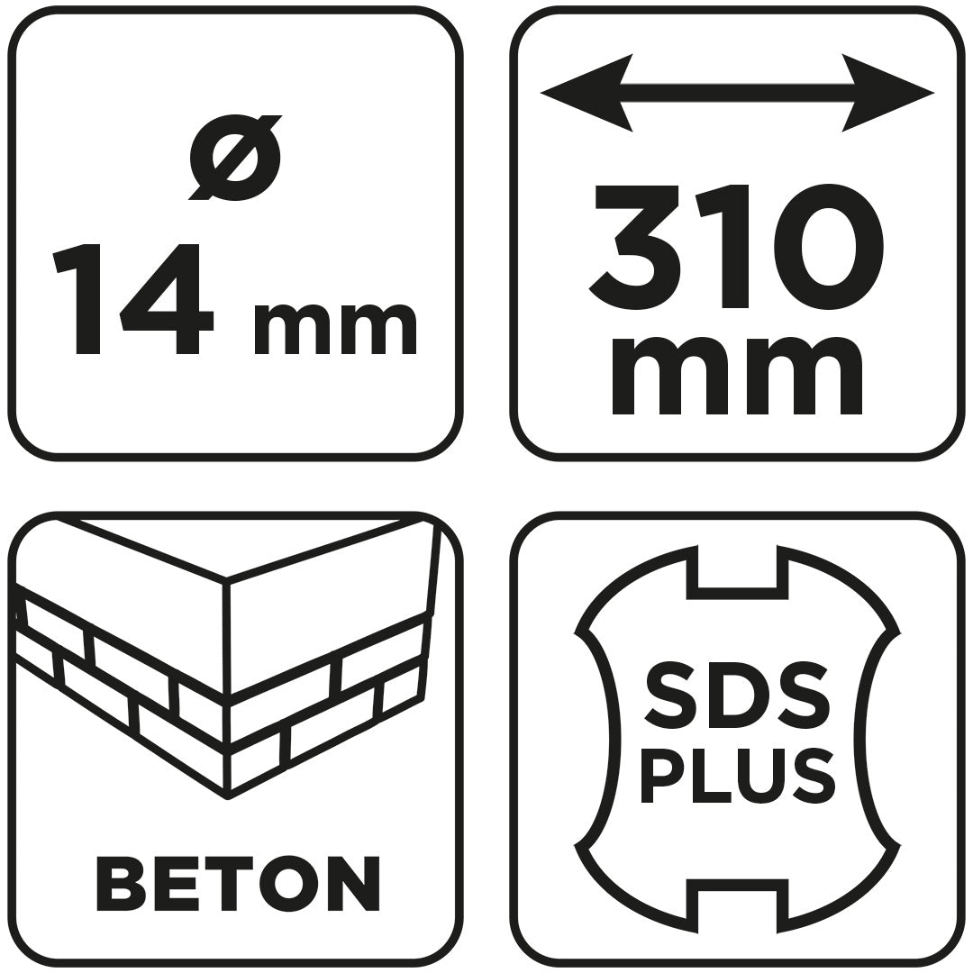 Vrták do betónu SDS Plus s dvojitou špirálou 14 x 310 mm od GRAPHITE nájdeš na naravis.sk