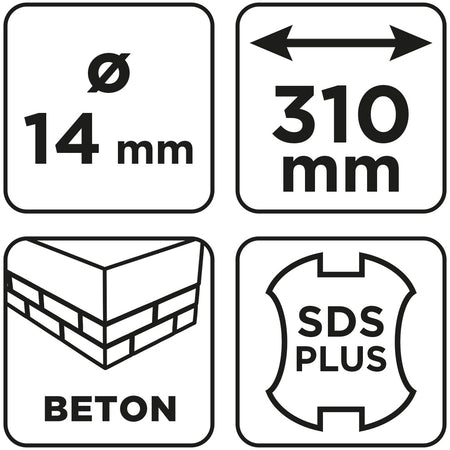 Vrták do betónu SDS Plus s dvojitou špirálou 14 x 310 mm od GRAPHITE nájdeš na naravis.sk