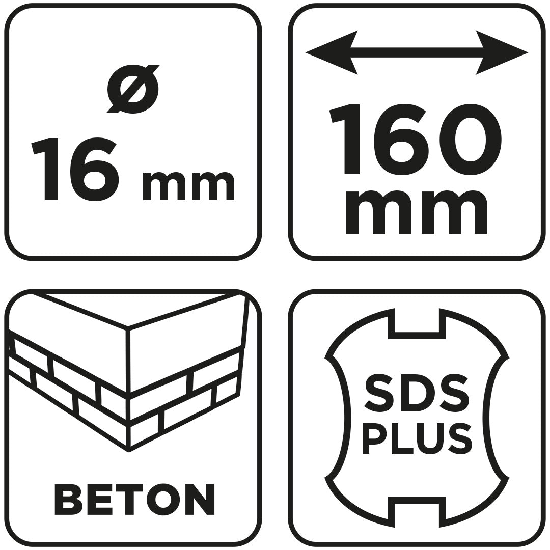 Vrták do betónu SDS Plus s dvojitou špirálou 16 x 160 mm od GRAPHITE nájdeš na naravis.sk