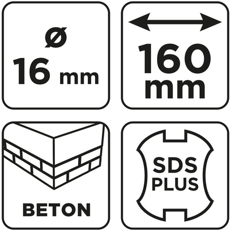 Vrták do betónu SDS Plus s dvojitou špirálou 16 x 160 mm od GRAPHITE nájdeš na naravis.sk