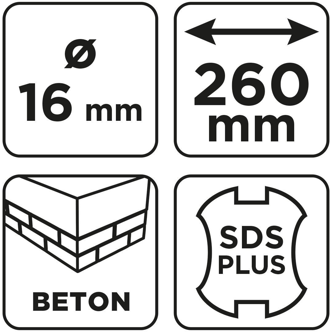 Vrták do betónu SDS Plus s dvojitou špirálou 16 x 260 mm od GRAPHITE nájdeš na naravis.sk