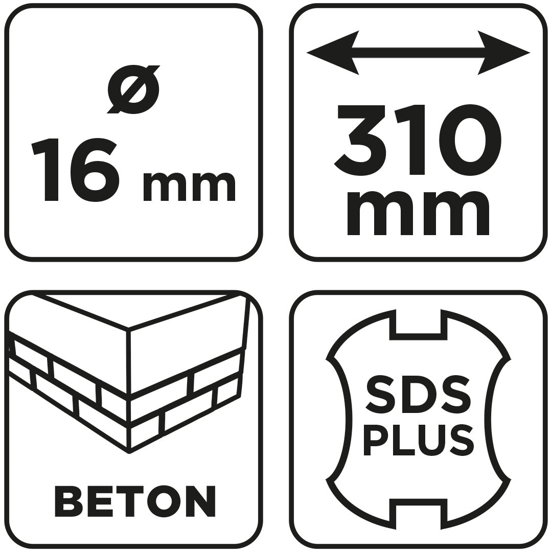 Vrták do betónu SDS Plus s dvojitou špirálou 16 x 310 mm od GRAPHITE nájdeš na naravis.sk