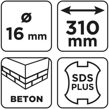 Vrták do betónu SDS Plus s dvojitou špirálou 16 x 310 mm od GRAPHITE nájdeš na naravis.sk