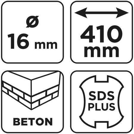 Vrták do betónu SDS Plus s dvojitou špirálou 16 x 410 mm od GRAPHITE nájdeš na naravis.sk