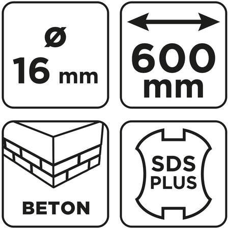 Vrták do betónu SDS Plus s dvojitou špirálou 16 x 600 mm od GRAPHITE nájdeš na naravis.sk