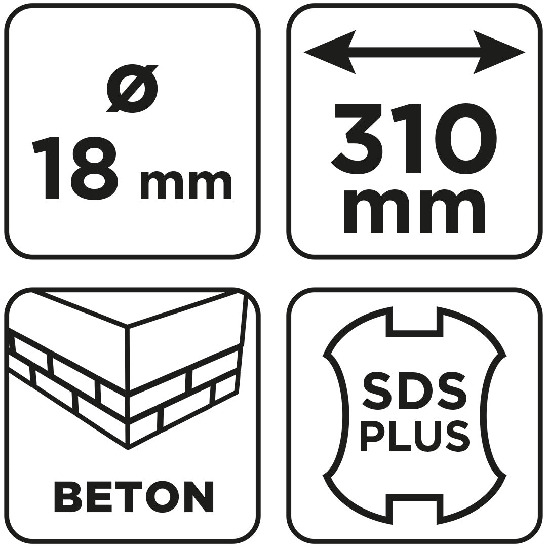 Vrták do betónu SDS Plus s dvojitou špirálou 18 x 310 mm od GRAPHITE nájdeš na naravis.sk