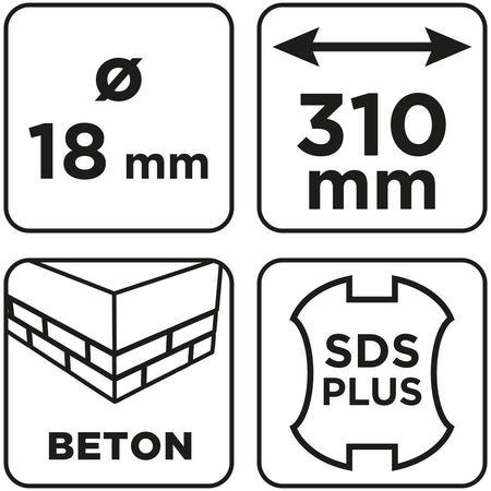 Vrták do betónu SDS Plus s dvojitou špirálou 18 x 310 mm od GRAPHITE nájdeš na naravis.sk