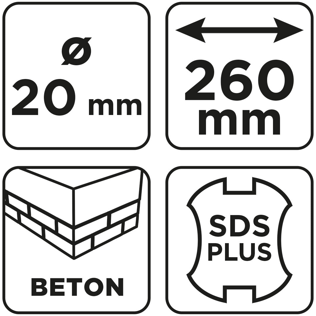 Vrták do betónu SDS Plus s dvojitou špirálou 20 x 260 mm od GRAPHITE nájdeš na naravis.sk