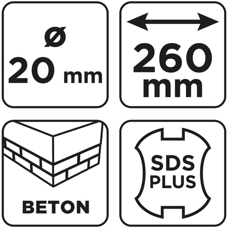 Vrták do betónu SDS Plus s dvojitou špirálou 20 x 260 mm od GRAPHITE nájdeš na naravis.sk