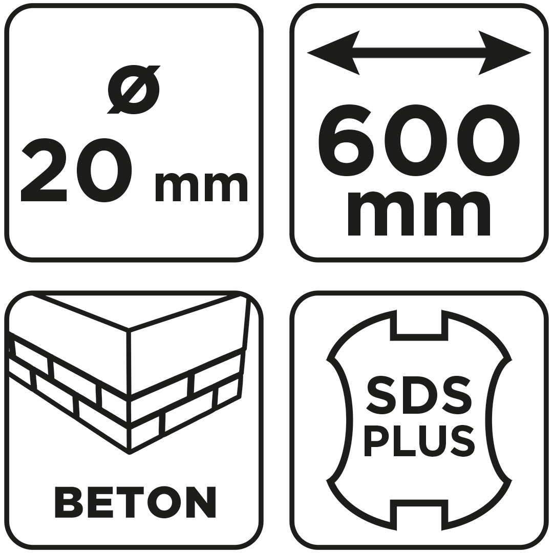 Vrták do betónu SDS Plus s dvojitou špirálou 20 x 600 mm od GRAPHITE nájdeš na naravis.sk
