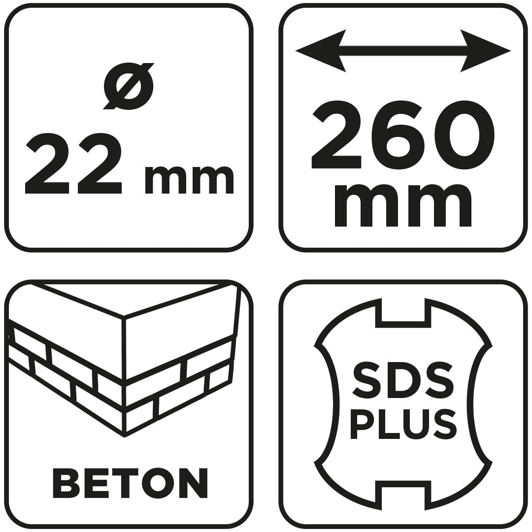 Vrták do betónu SDS Plus s dvojitou špirálou 22 x 260 mm od GRAPHITE nájdeš na naravis.sk