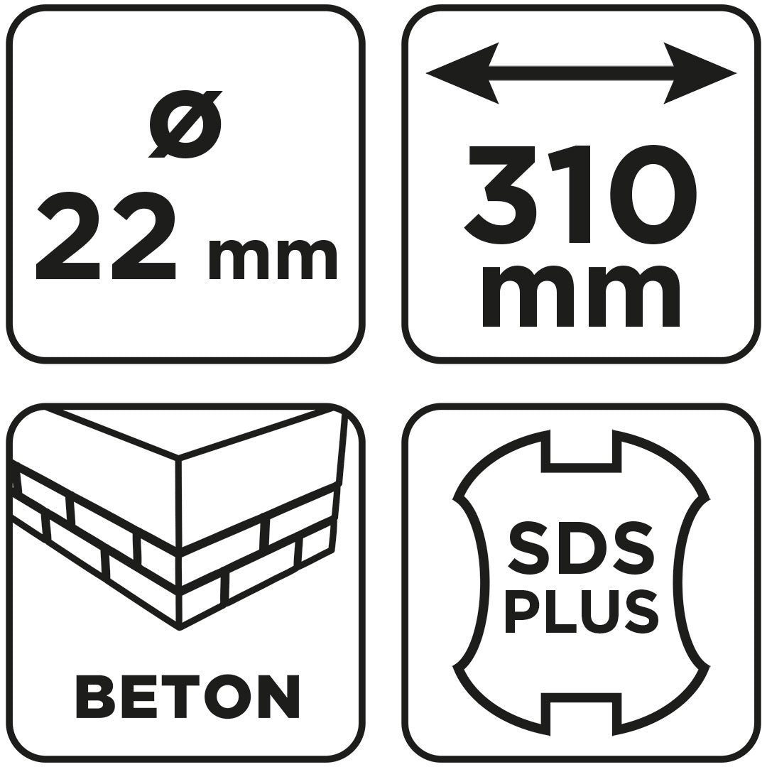 Vrták do betónu SDS Plus s dvojitou špirálou 22 x 310 mm od GRAPHITE nájdeš na naravis.sk