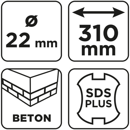 Vrták do betónu SDS Plus s dvojitou špirálou 22 x 310 mm od GRAPHITE nájdeš na naravis.sk