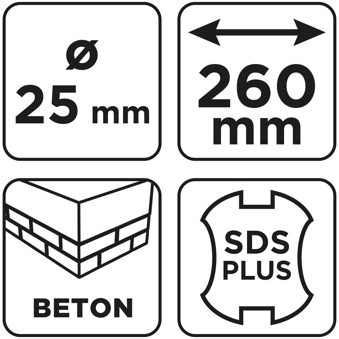 Vrták do betónu SDS Plus s dvojitou špirálou 25 x 260 mm od GRAPHITE nájdeš na naravis.sk