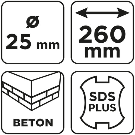 Vrták do betónu SDS Plus s dvojitou špirálou 25 x 260 mm od GRAPHITE nájdeš na naravis.sk