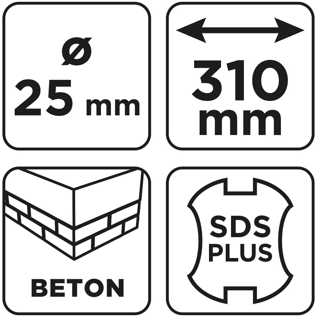 Vrták do betónu SDS Plus s dvojitou špirálou 25 x 310 mm od GRAPHITE nájdeš na naravis.sk