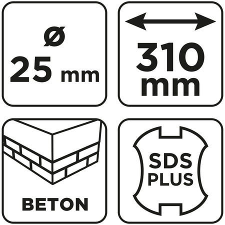 Vrták do betónu SDS Plus s dvojitou špirálou 25 x 310 mm od GRAPHITE nájdeš na naravis.sk