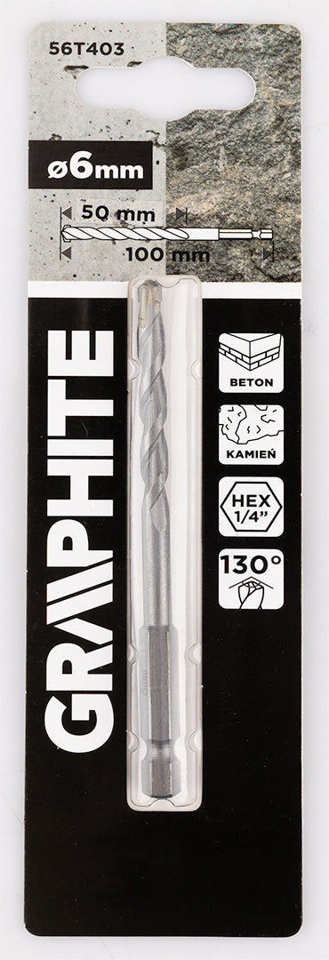 Šesťhranný vrták do betónu 6,0 mm od GRAPHITE nájdeš na naravis.sk