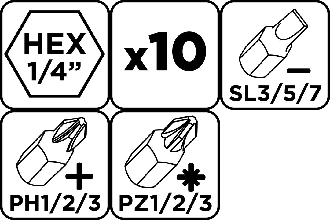 Sada dlhých obojstranných bitov: SL3 /5/7, PH1 /2 /2 /3, PZ1/2/3 x 150 mm, 10 ks. od GRAPHITE nájdeš na naravis.sk