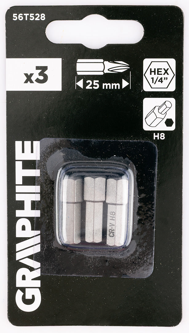 Šesťhranné bity H8 x 25 mm, 3 ks. od GRAPHITE nájdeš na naravis.sk