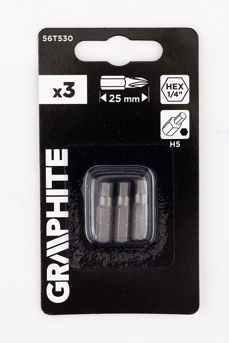 Šesťhranné bity H5 x 25 mm, 3 ks. od GRAPHITE nájdeš na naravis.sk