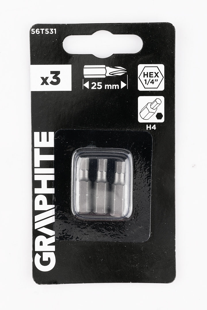 Šesťhranné bity H4 x 25 mm, 3 ks. od GRAPHITE nájdeš na naravis.sk