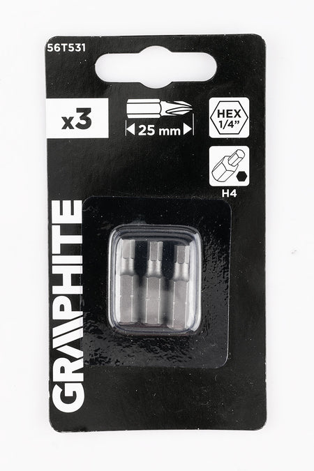 Šesťhranné bity H4 x 25 mm, 3 ks. od GRAPHITE nájdeš na naravis.sk