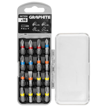 Sada bitov SL3/4/5/6, PH1/2/3, PZ1/2/3, TX10/15/20/25/27/30 x 25 mm, 16 ks. od GRAPHITE nájdeš na naravis.sk