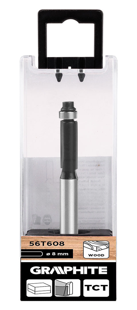 Rovný frézovací vrták na drevo s ložiskom, widia, 8 x 19 mm, stopka 8 mm od GRAPHITE nájdeš na naravis.sk