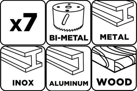 Bimetalové pílky na diery 19-68 mm, sada 7 ks. od GRAPHITE nájdeš na naravis.sk