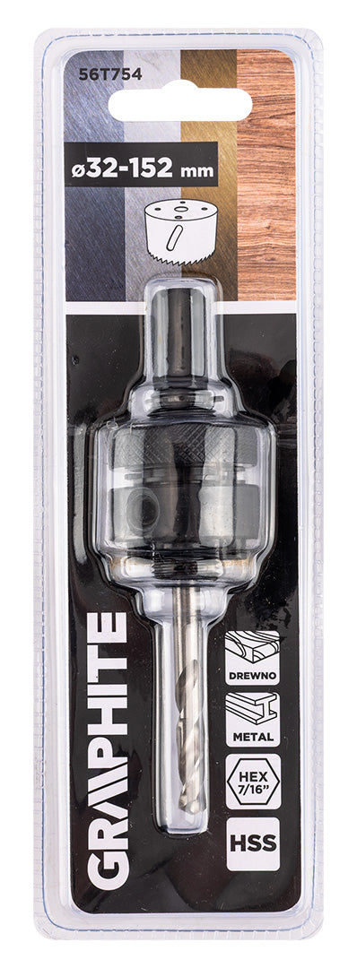 Adaptér s pilotným vrtákom pre bimetalové dierovacie píly 32-152 mm, Hex od GRAPHITE nájdeš na naravis.sk