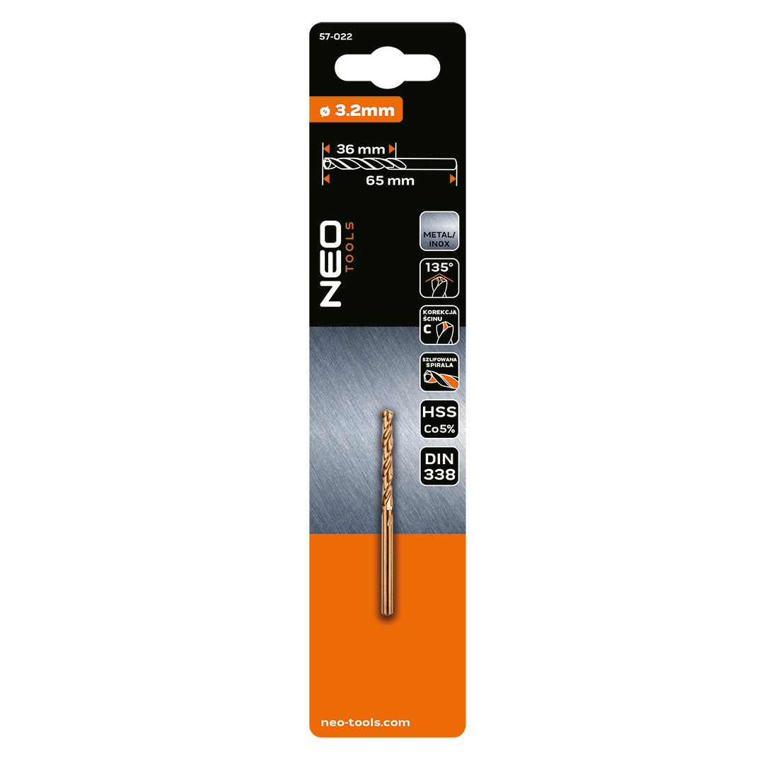 Vrták do kovu HSS-Co, 3,2 mm od NEO TOOLS nájdeš na naravis.sk